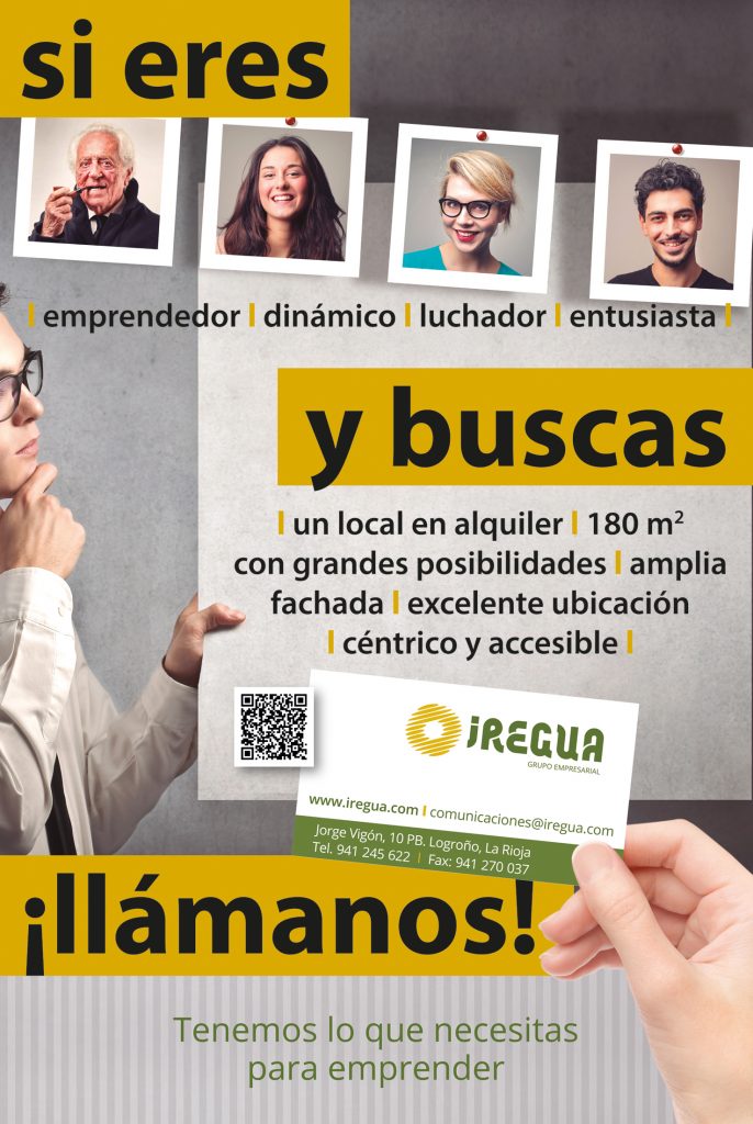 Cartel promocional para local "En Exclusiva" en calle Calvo Sotelo de Logroño, La Rioja. 2015.