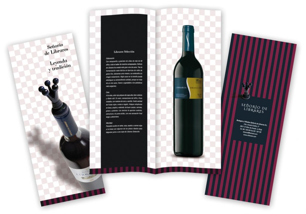 Catálogo de vinos, de 16 páginas, para Bodegas y Viñedos Señorío de Librares.
